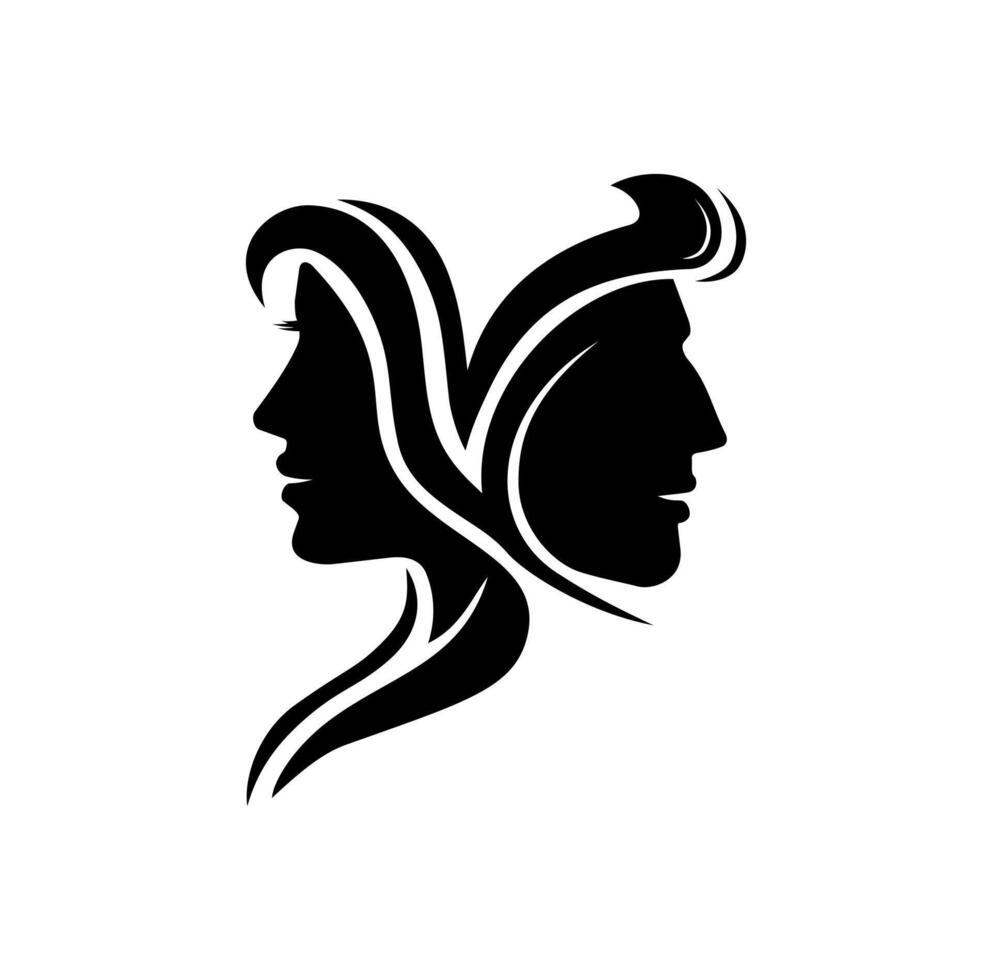 Man And Woman Head Character Silhouette vector