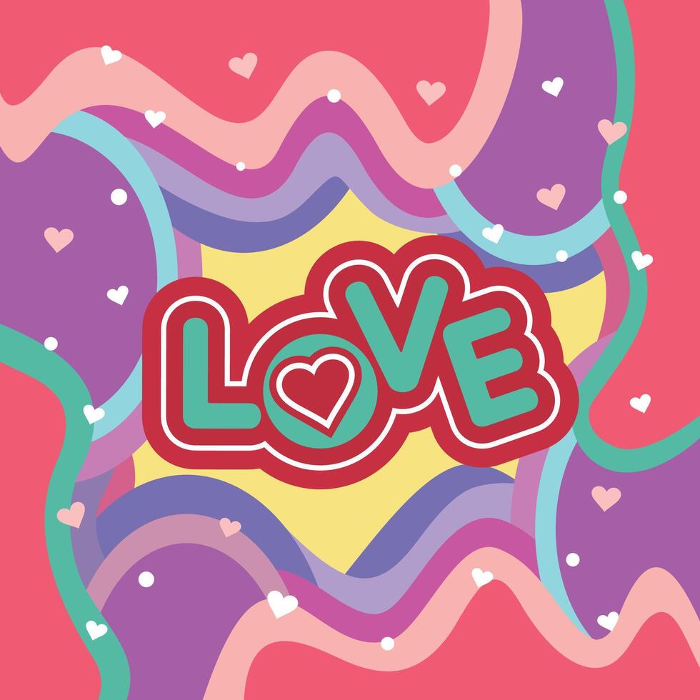 Love Text with Colorful Background design vector
