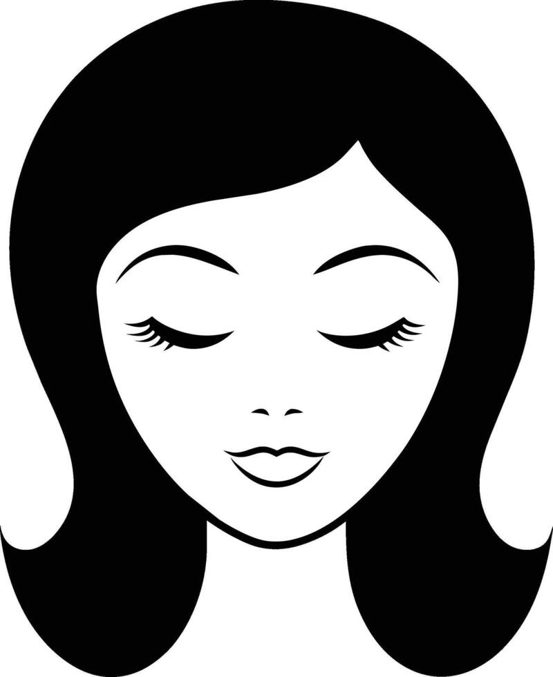 a black and white drawing of a woman with closed eyes vector