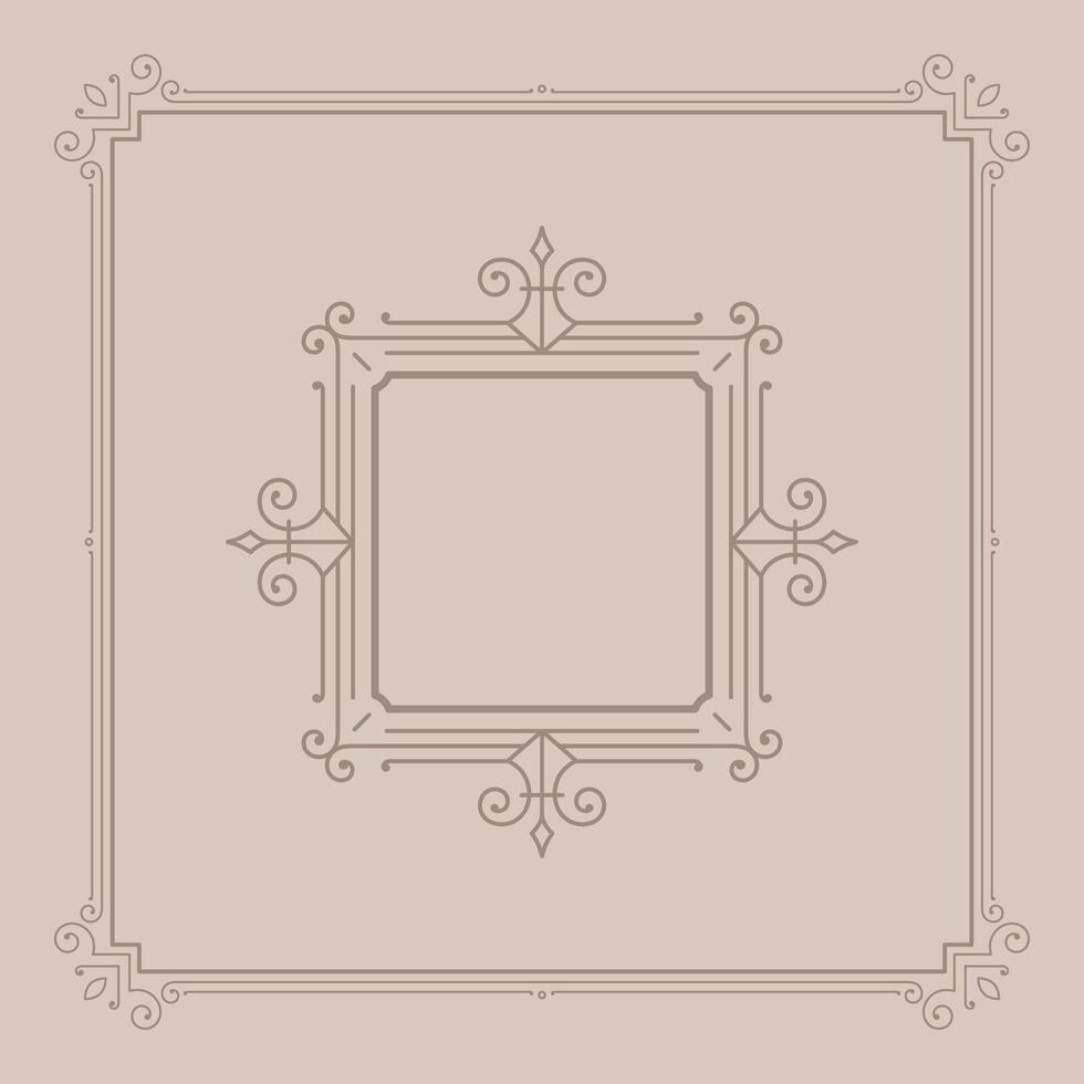 Vintage flourishes ornament swirls lines frame template illustration. vector