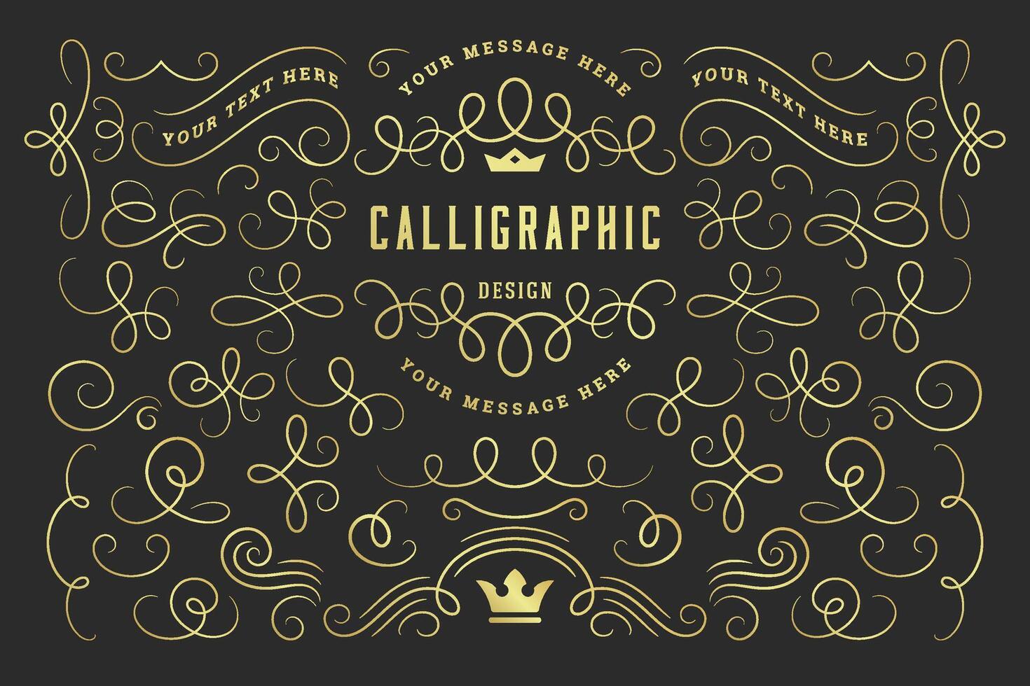 Calligraphic design elements vintage ornaments swirls and scrolls vector