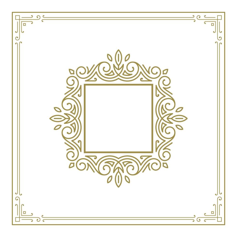 Vintage flourishes ornament swirls lines frame template illustration. vector