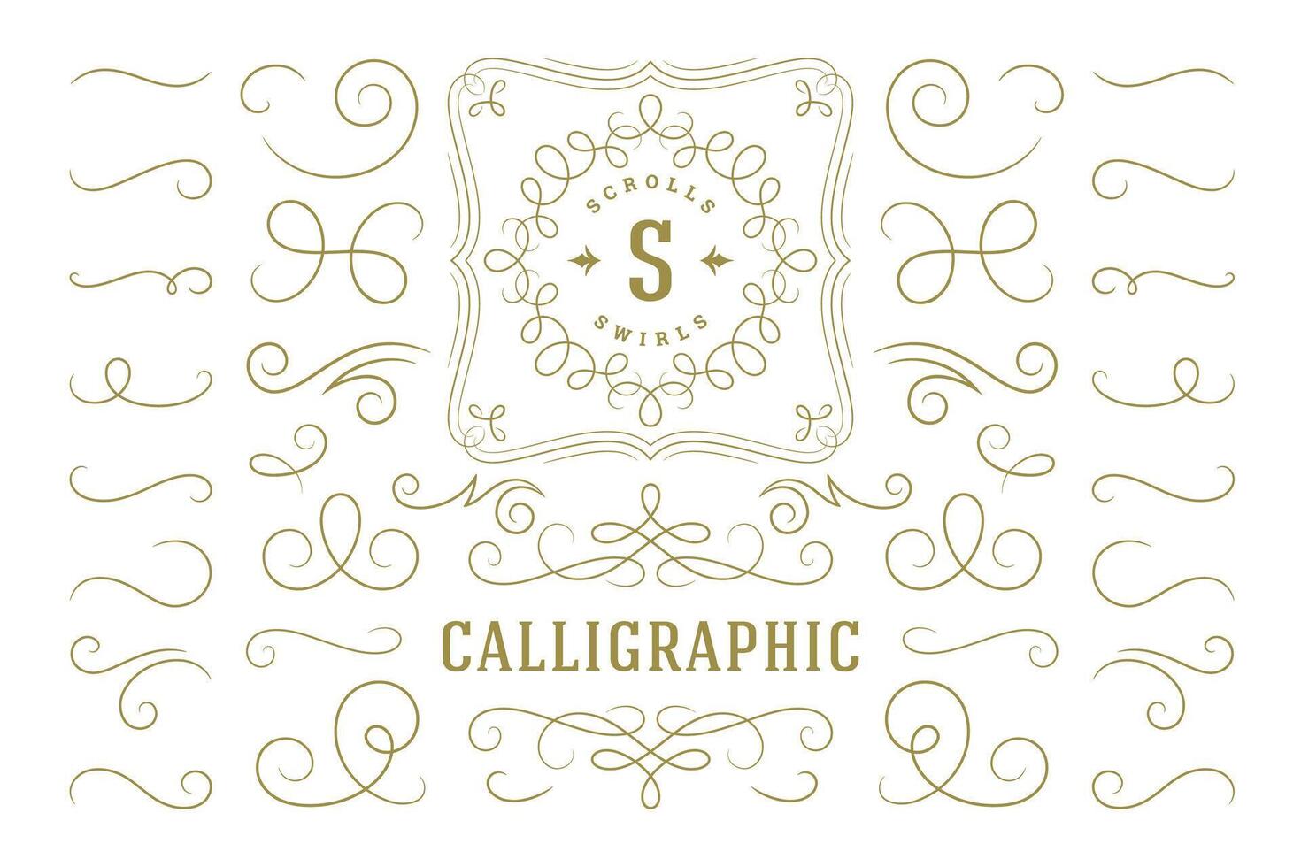 Calligraphic design elements vintage ornaments swirls and scrolls ornate decorations design elements. vector