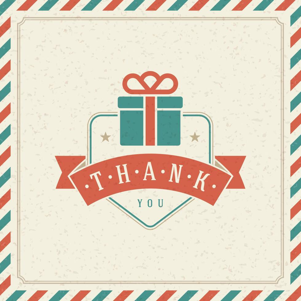 Thank You message text Vintage Greeting Card design template vector