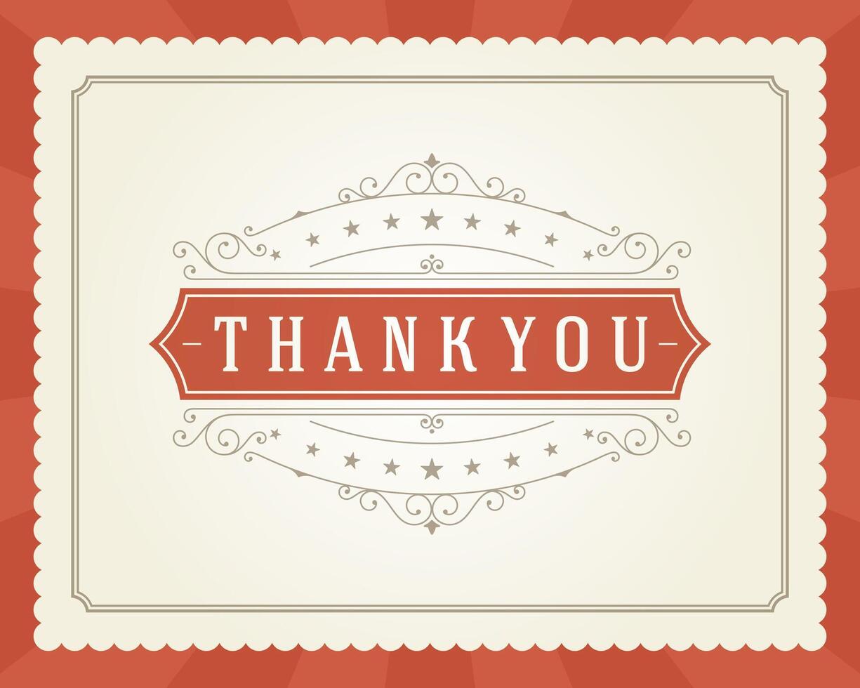 Thank You Typography Message Vintage Greeting Card design template vector