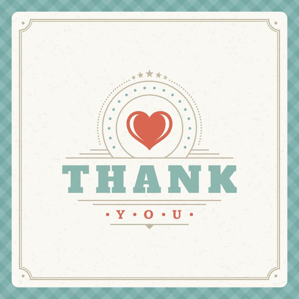 Thank You message text Vintage Greeting Card design template vector