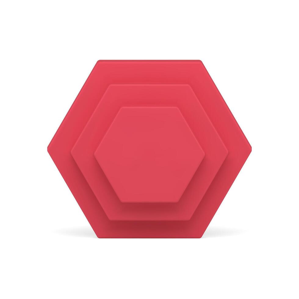 Red vertical multilevel wall honeycomb geometric shape basic foundation block realistic vector