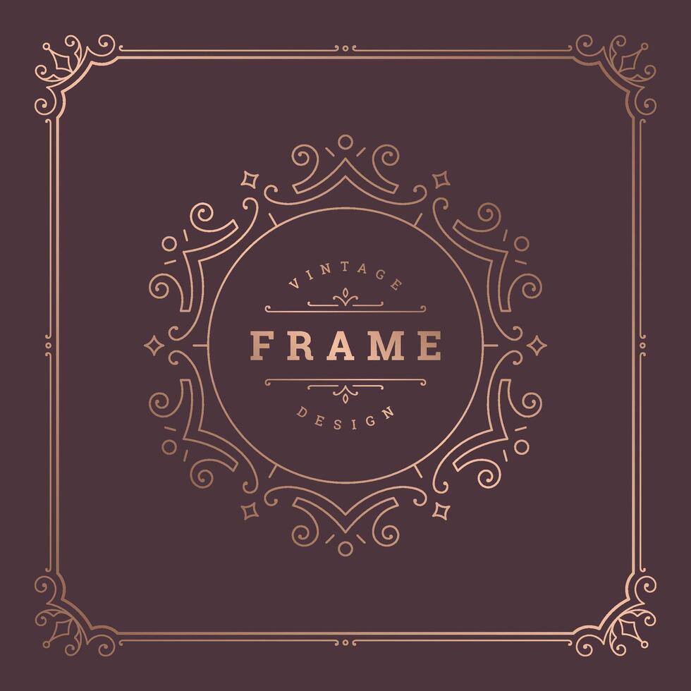 Vintage flourishes ornament swirls lines frame template illustration. vector