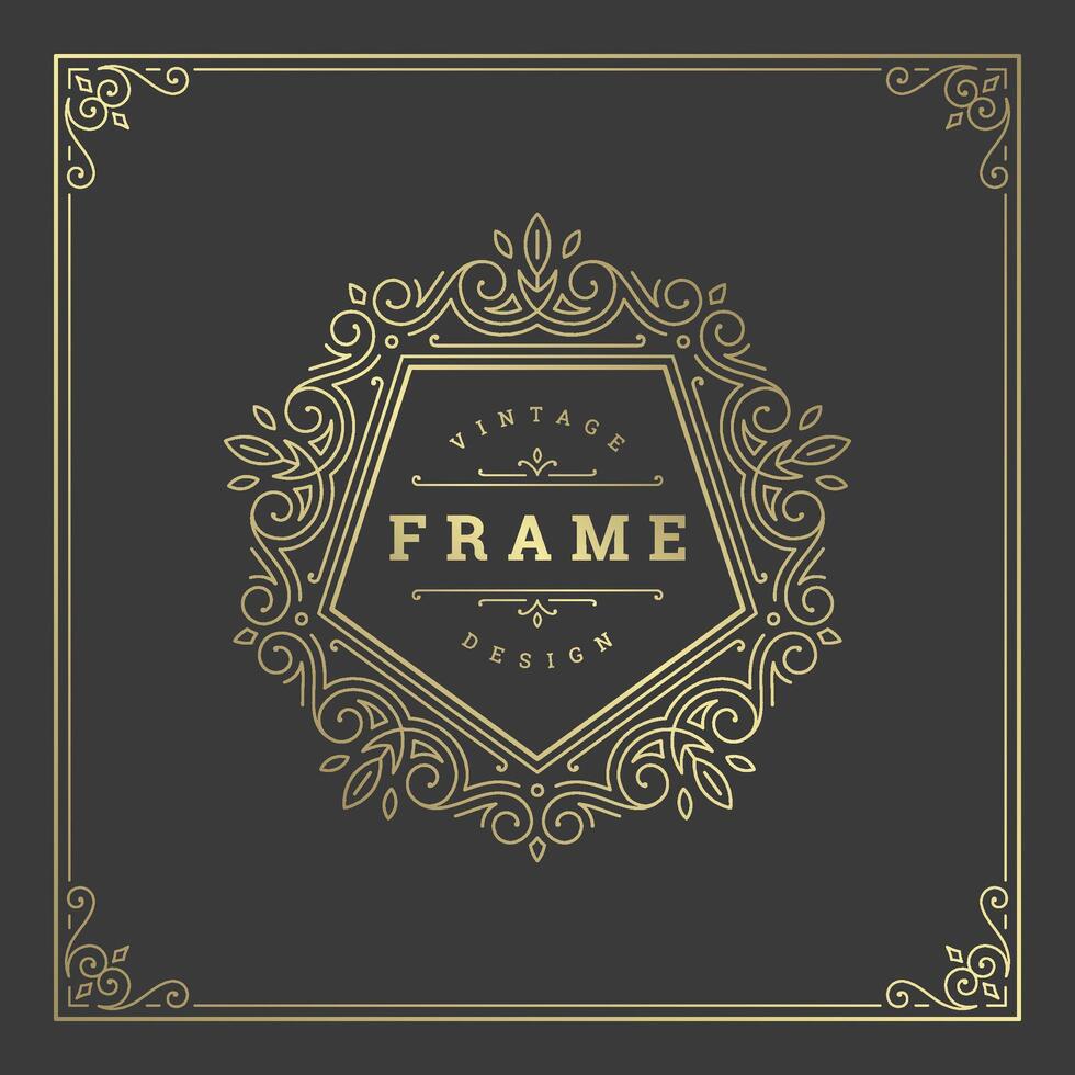 Vintage flourishes ornament swirls lines frame template illustration. vector