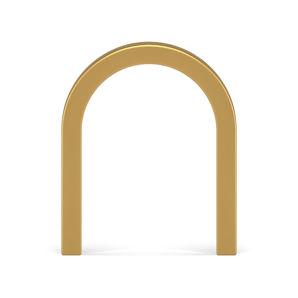 Golden premium arch geometric figure construction archway gate entrance front view realistic vector