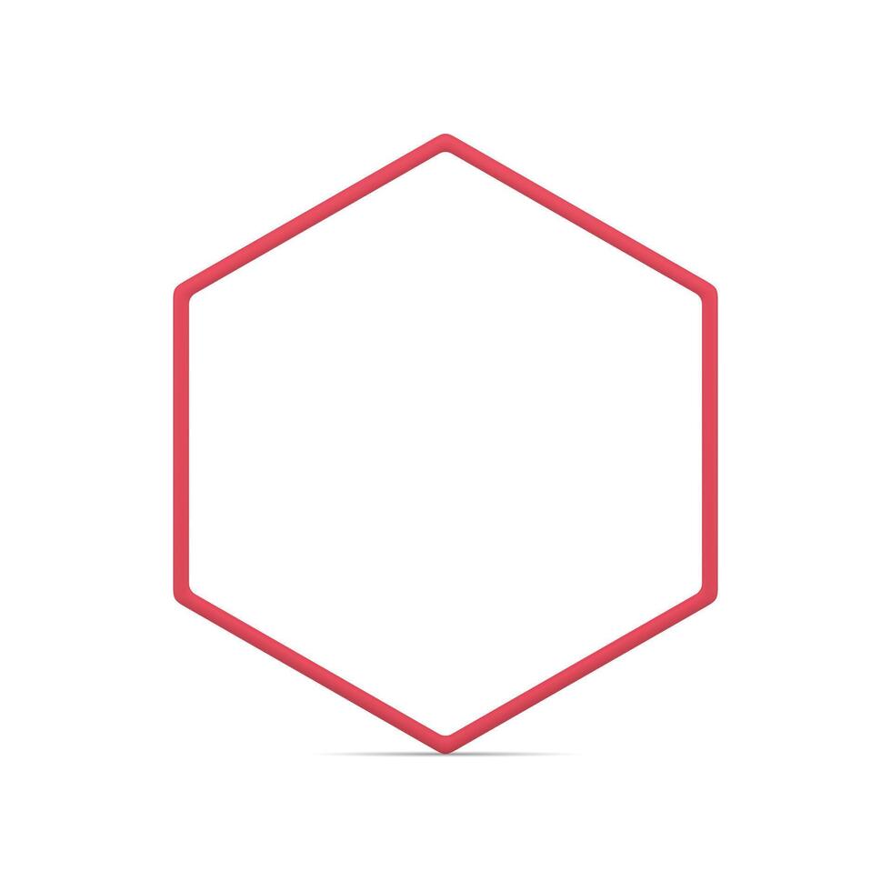 Red regular hexagonal border glossy geometric basic foundation 3d element realistic vector