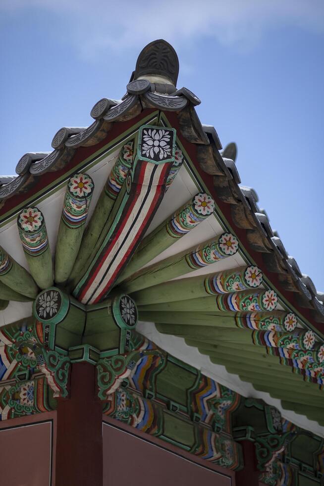Roof of traditional Korean houses, Korean ancient architecture, snow, trees, and Korean-style houses photo