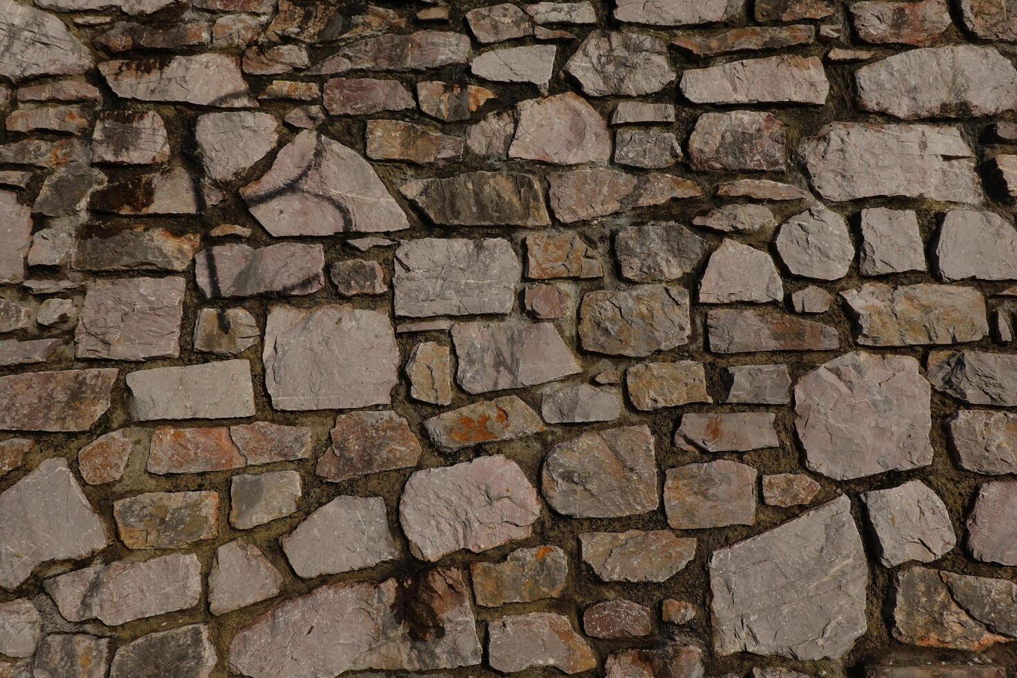 Stone Wall Texture Background, Abstract Architecture of Ancient Stone Structure in Brown and Gray, Rough Surface Pattern photo