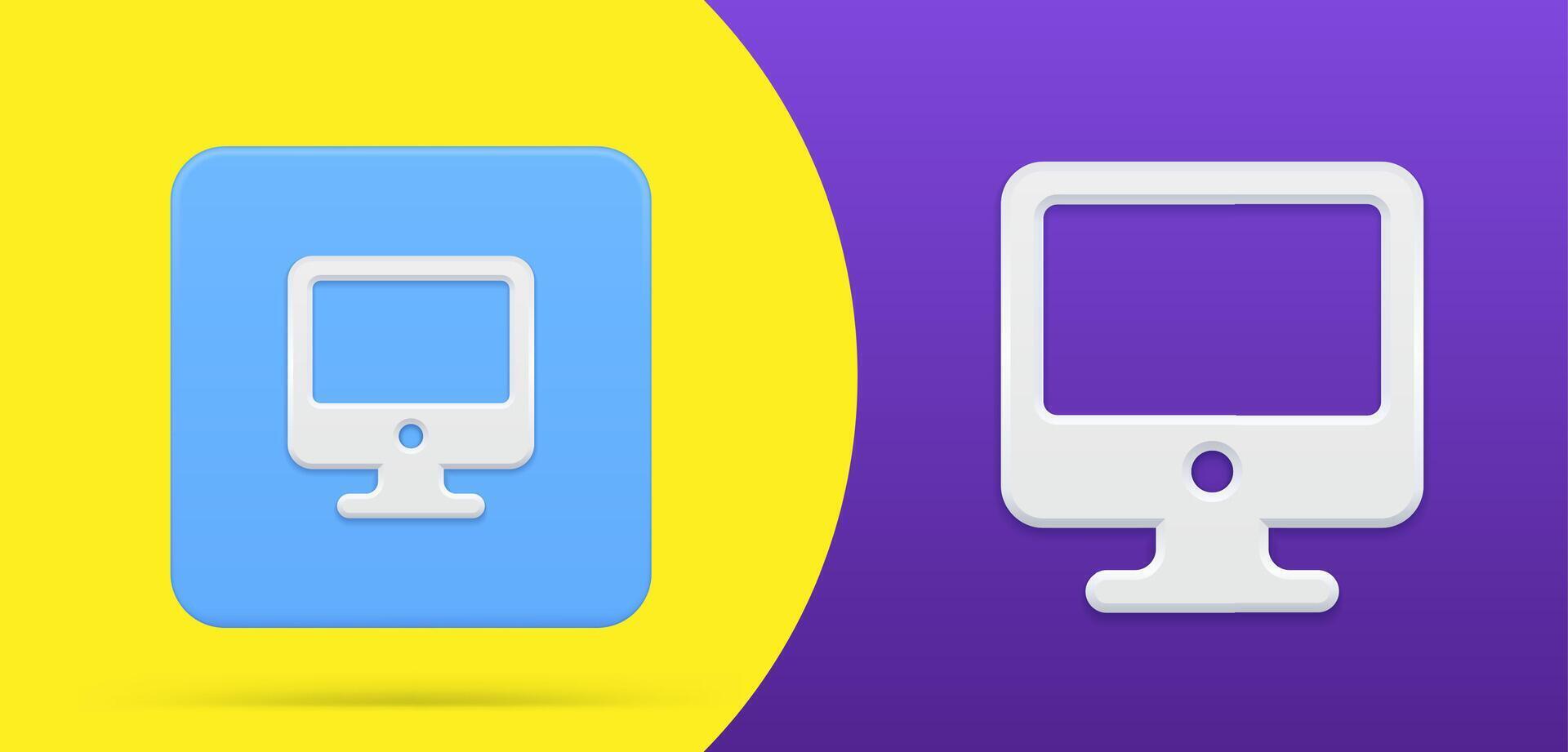 Modern computer monitor screen for watching content, surfing internet, chatting social networks vector