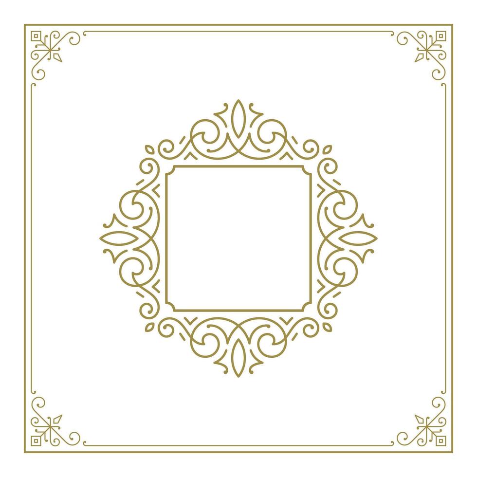 Vintage flourishes ornament swirls lines frame template illustration. vector