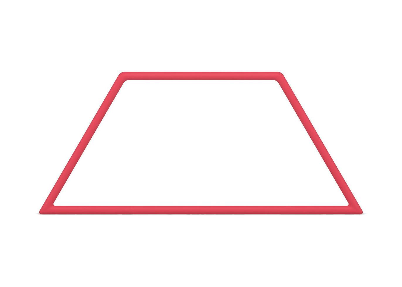 Red regular trapezoid decorative frame geometric math figure 3d decor element design vector