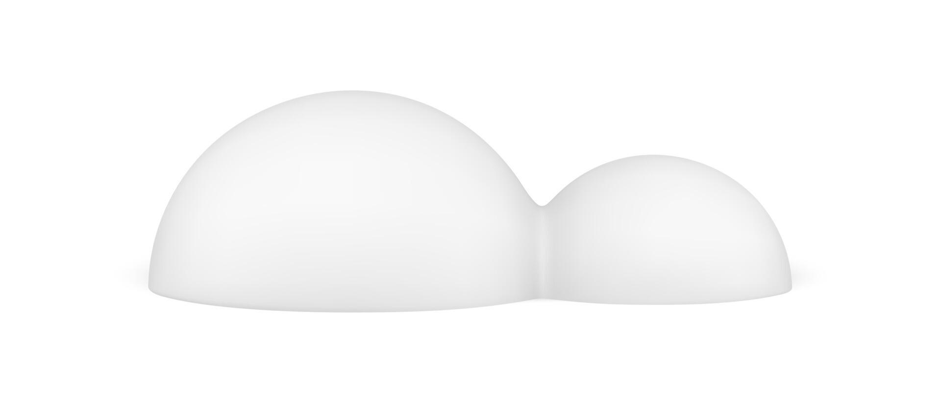 Glossy white horizontal skittle half bright minimalist abstract shape decorative design 3d template illustration vector