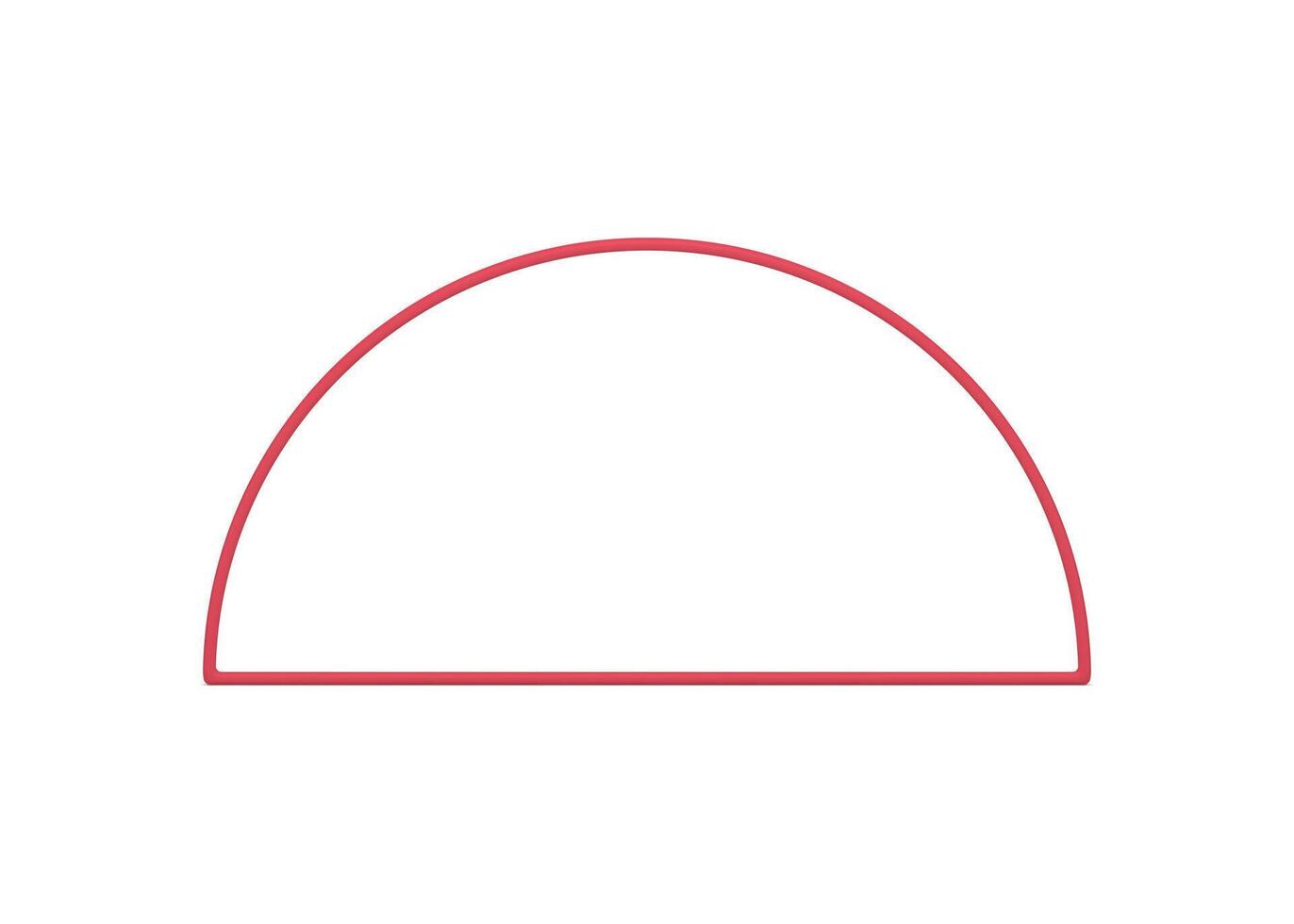 Red semicircle glossy geometric frame decorative basic foundation 3d element realistic vector