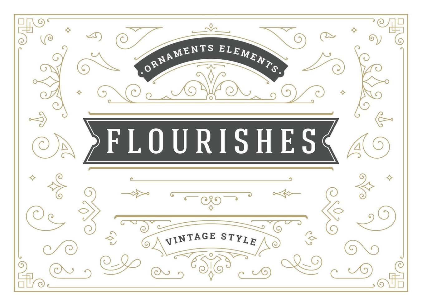 Vintage ornaments swirls and scrolls decorations design elements set vector