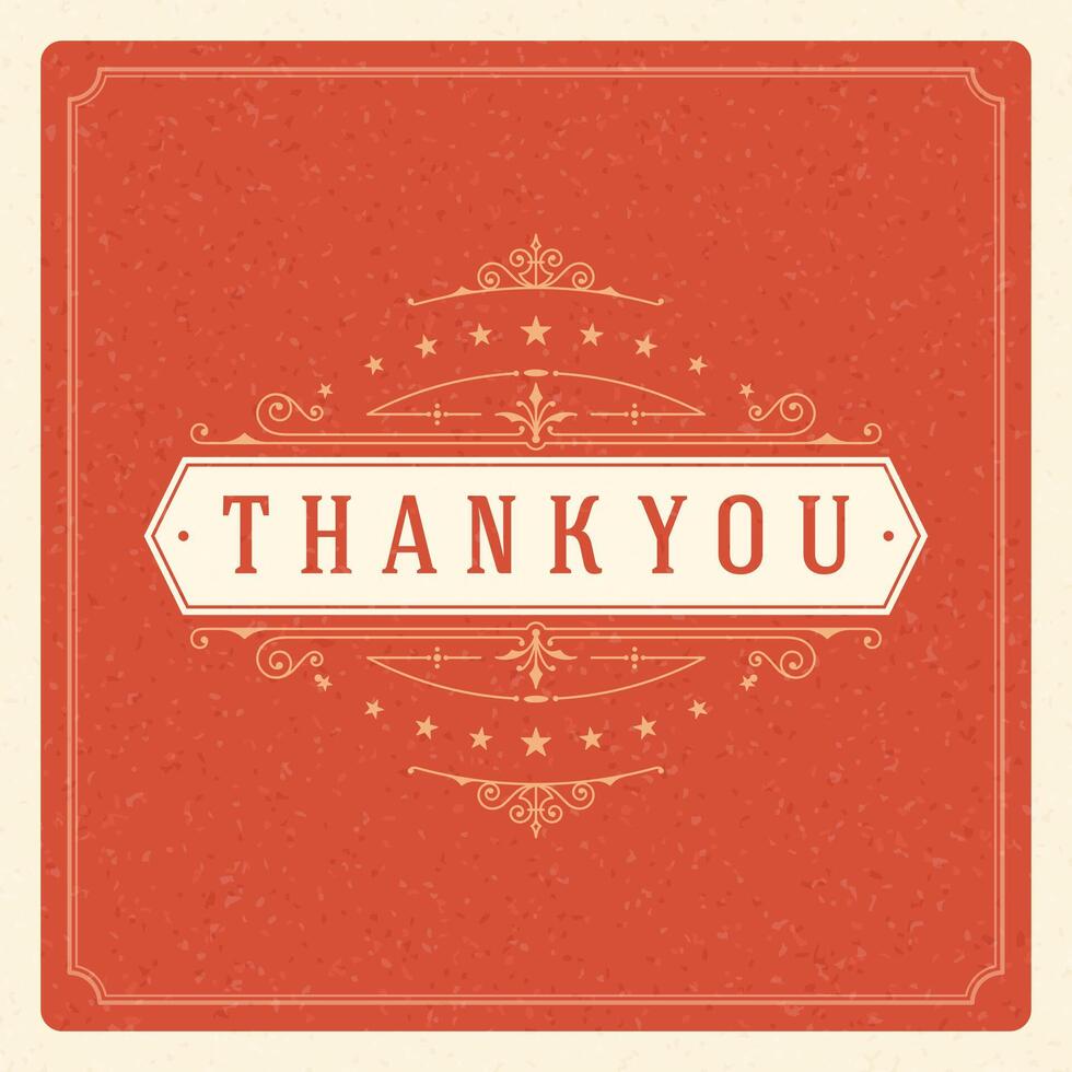 Thank You Typography Message Vintage Greeting Card design template vector