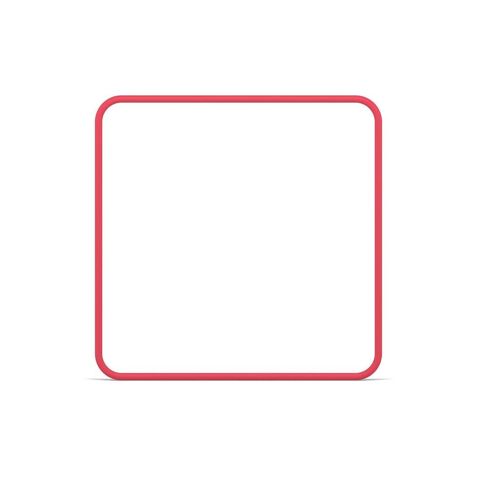 Square symmetric red glossy framework smooth angled edge presentation design realistic vector
