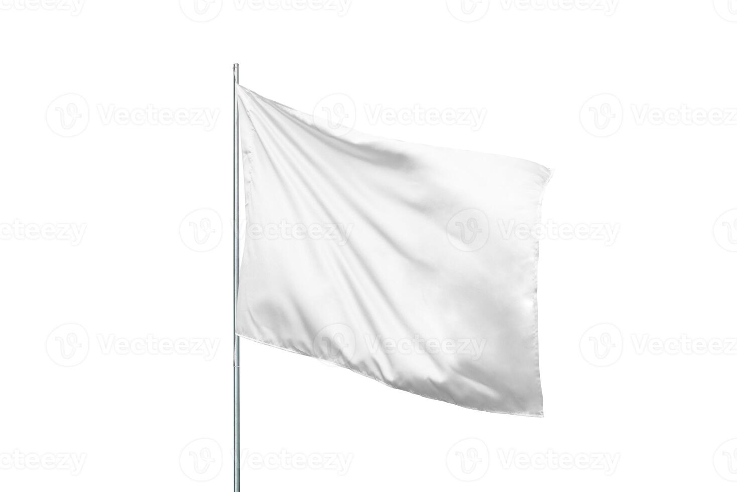 Isolated white flag mockup in the wind, perfect for national flag or design presentations and advertising with a clean, blank surface photo