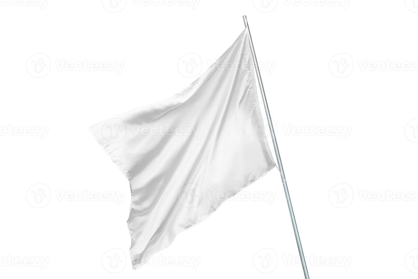 Isolated, clean white flag mockup waving in the wind, ideal for national flag, advertising and presentation designs with clear texture photo