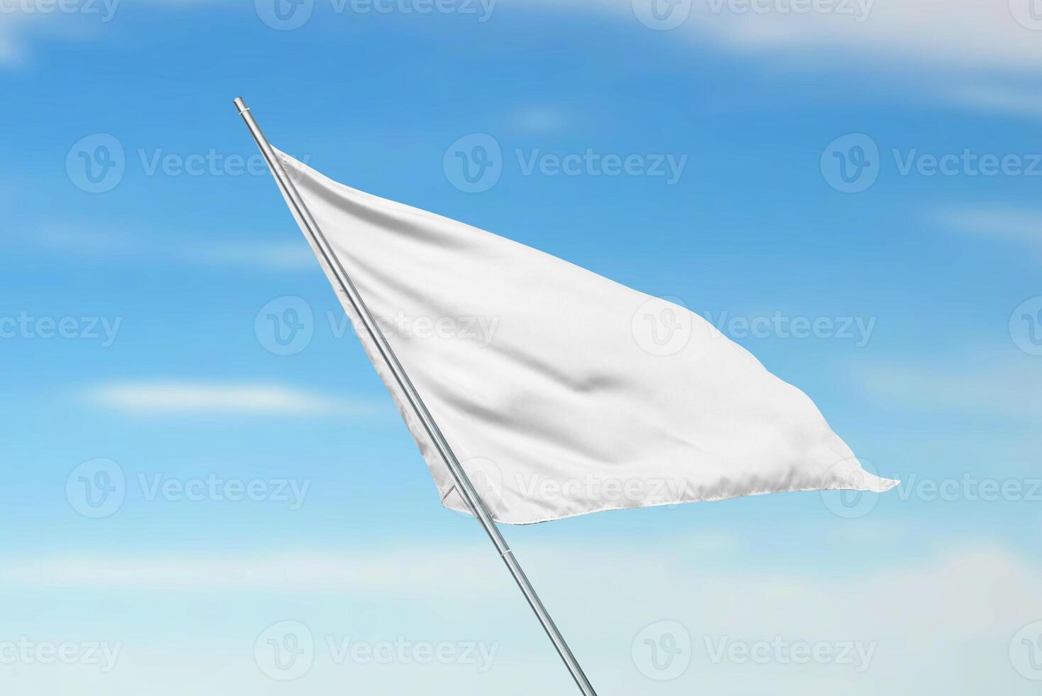 White flag mockup fluttering in the wind, perfect for national flag or design, advertising with clean and simple texture photo