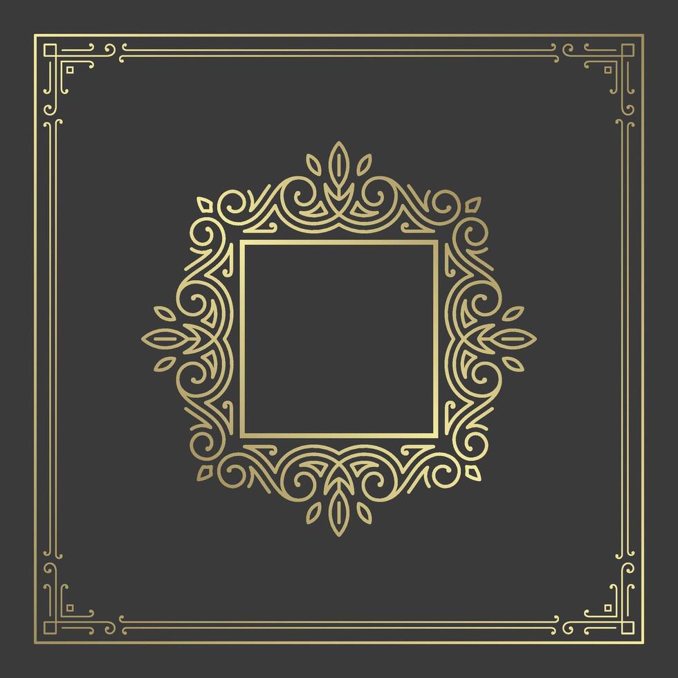 Vintage flourishes ornament swirls lines frame template illustration. vector