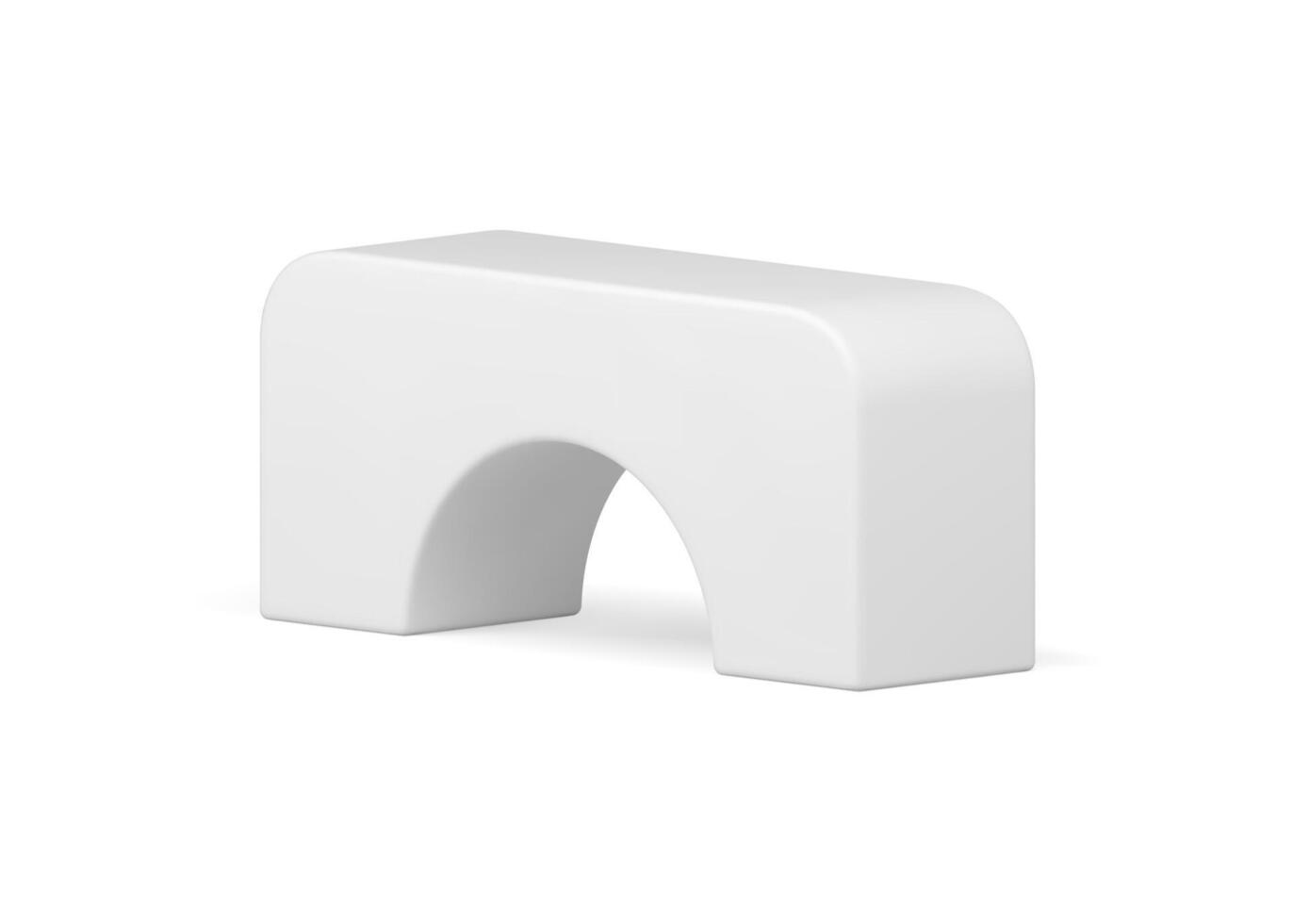 White smooth rectangle arch block geometric foundation shape decorative design isometric vector