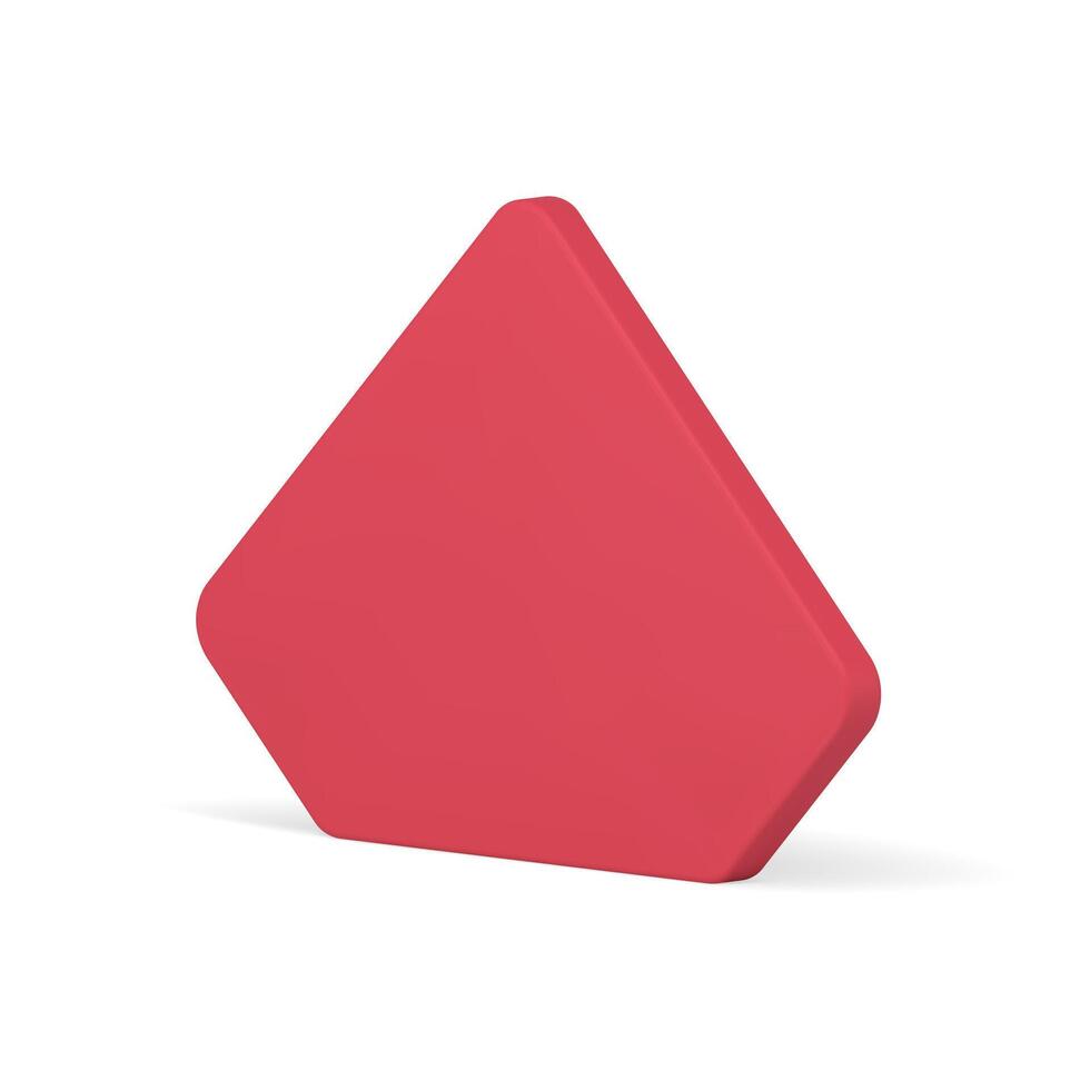 Red vertical pentagon symmetric wall glossy geometric showcase realistic 3d illustration vector