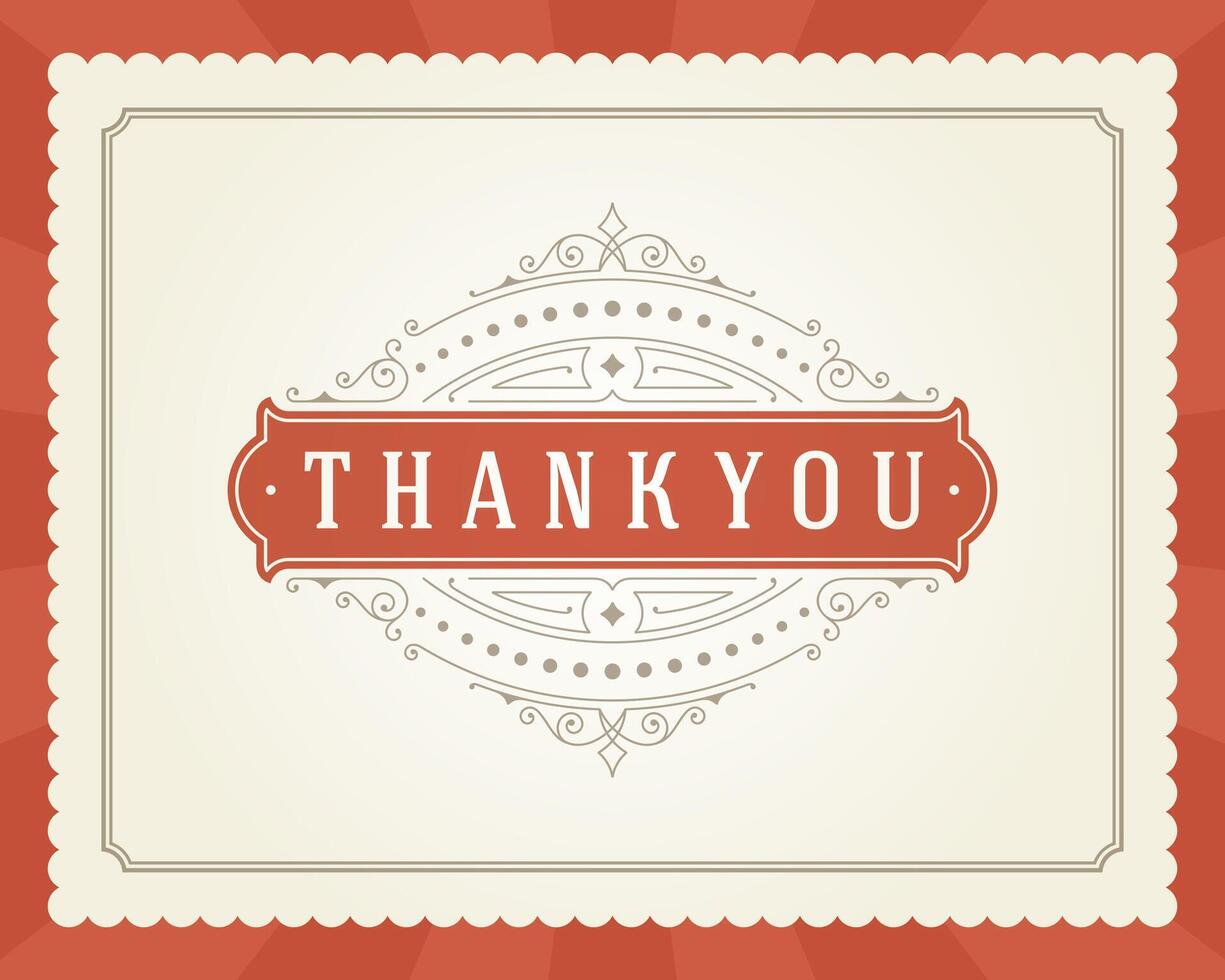 Thank You Typography Message Vintage Greeting Card design template vector