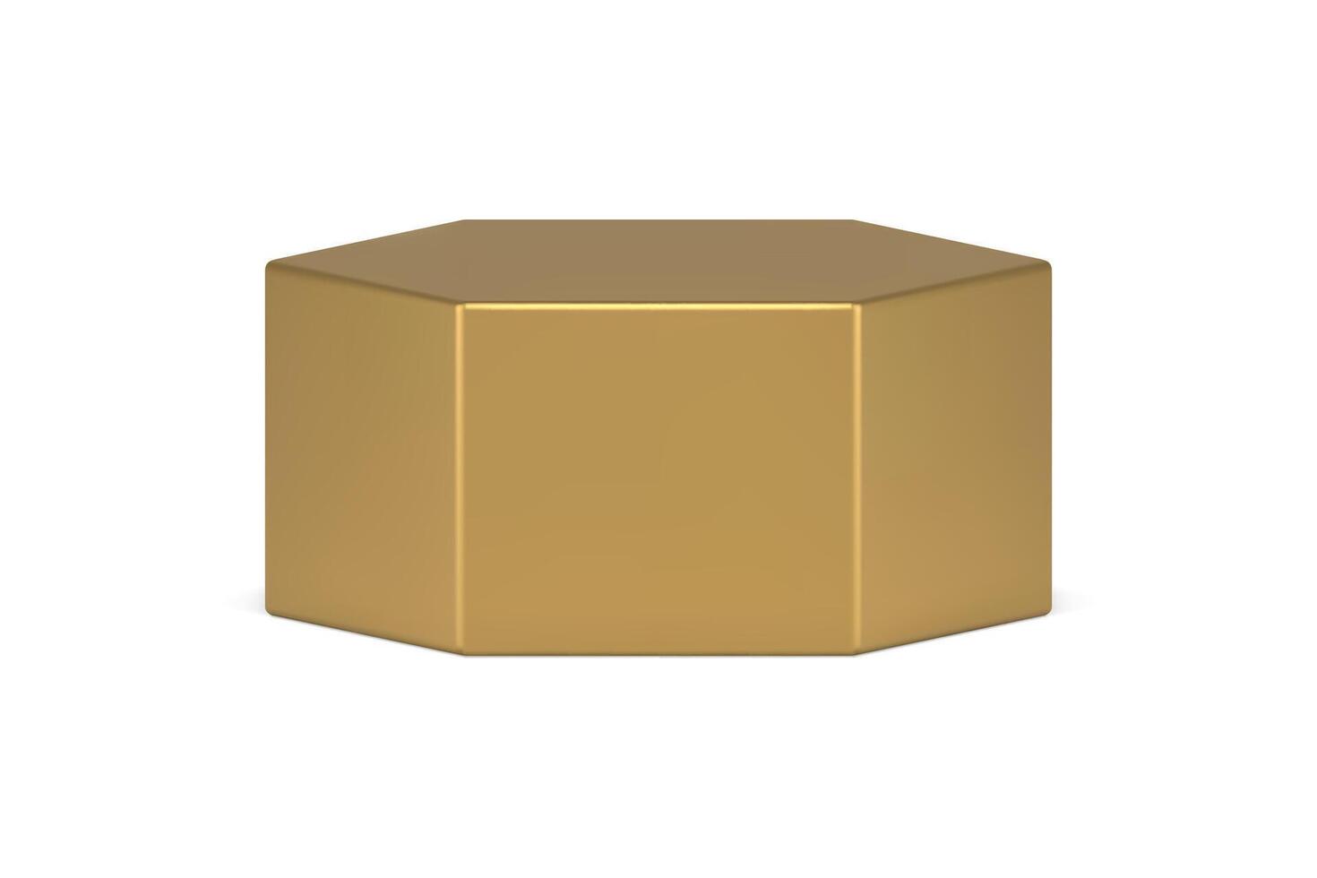 Expensive golden hexagon 3d template realistic stage minimalist geometric figure design vector