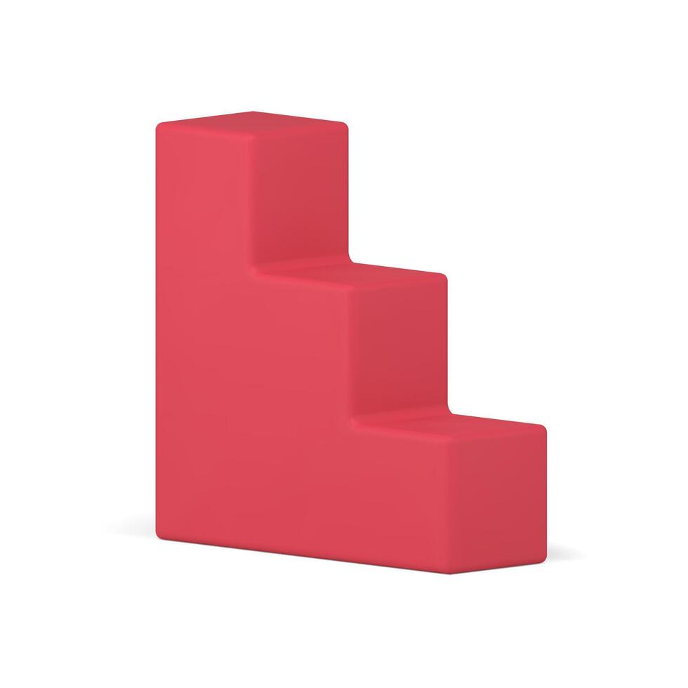 Red stairs competition winner award geometric shape realistic staircase career growth vector