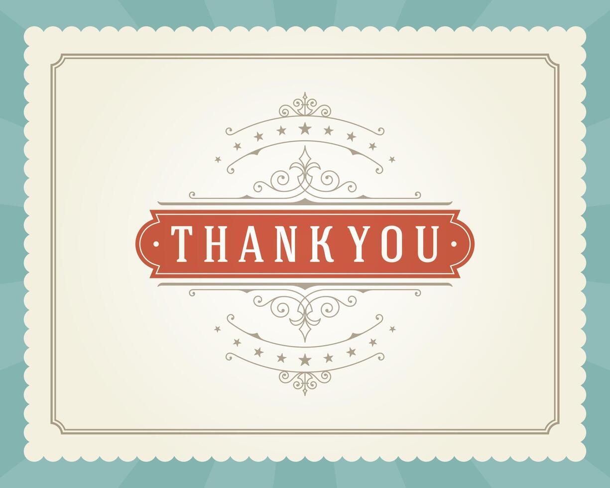 Thank You Typography Message Vintage Greeting Card design template vector