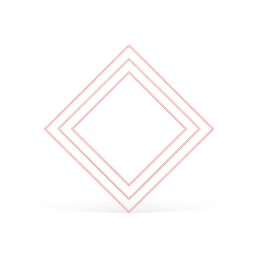 Pink multilevel rhombus geometric frame base foundation 3d decor element realistic vector