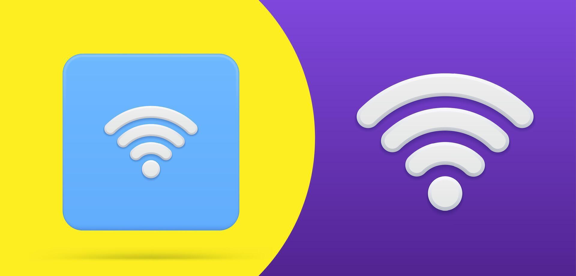 Wireless wifi signal internet access remote simple 3d icon button illustration vector