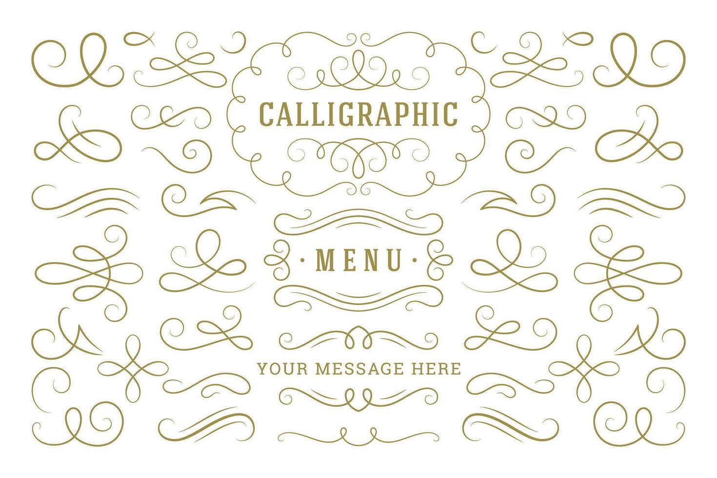 Calligraphic design elements vintage ornaments swirls and scrolls ornate decorations design elements vector