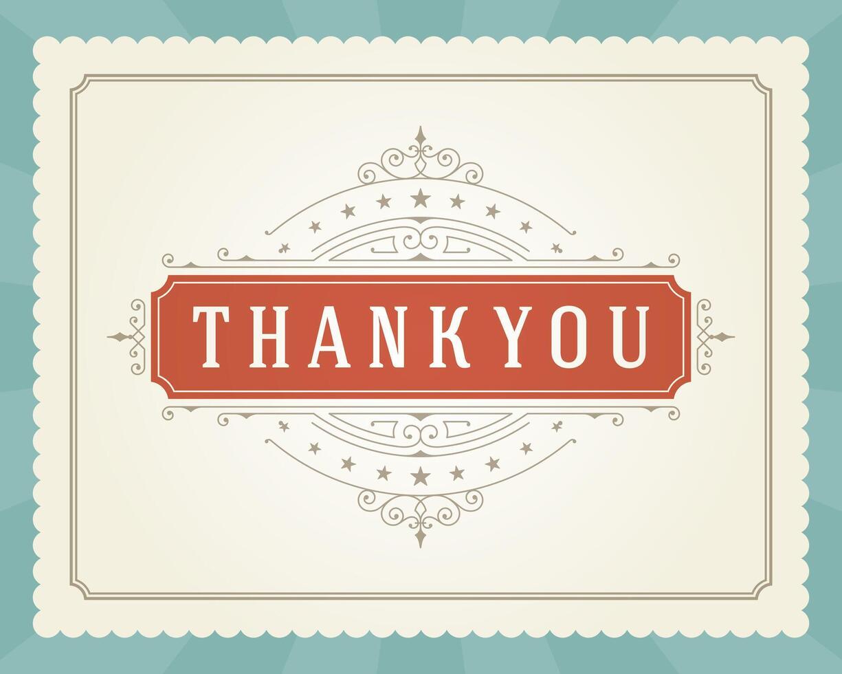 Thank You Typography Message Vintage Greeting Card design template vector