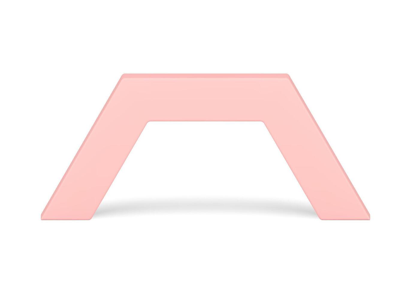 Pink geometric 3d arch podium angled entrance gate front view realistic illustration vector