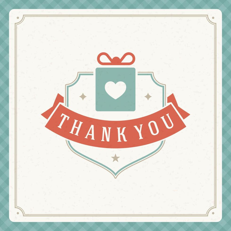 Thank You message text Vintage Greeting Card design template vector