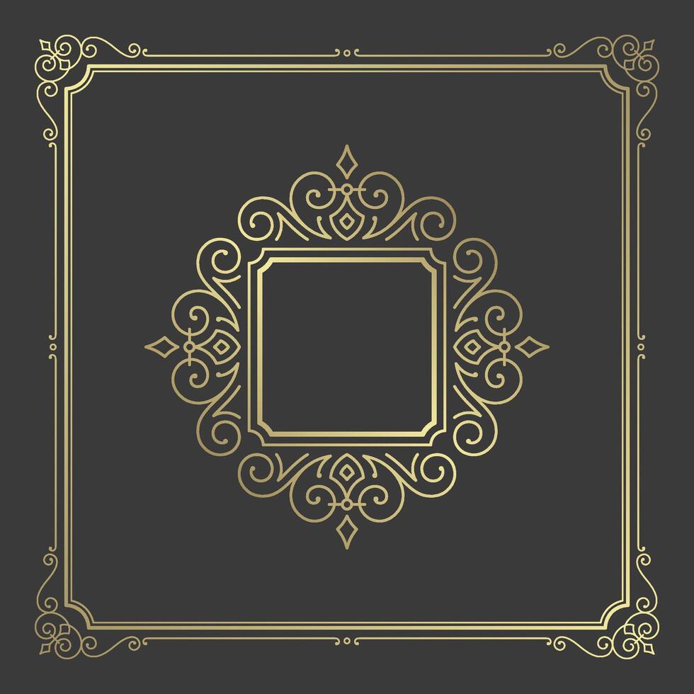 Vintage flourishes ornament swirls lines frame template illustration. vector
