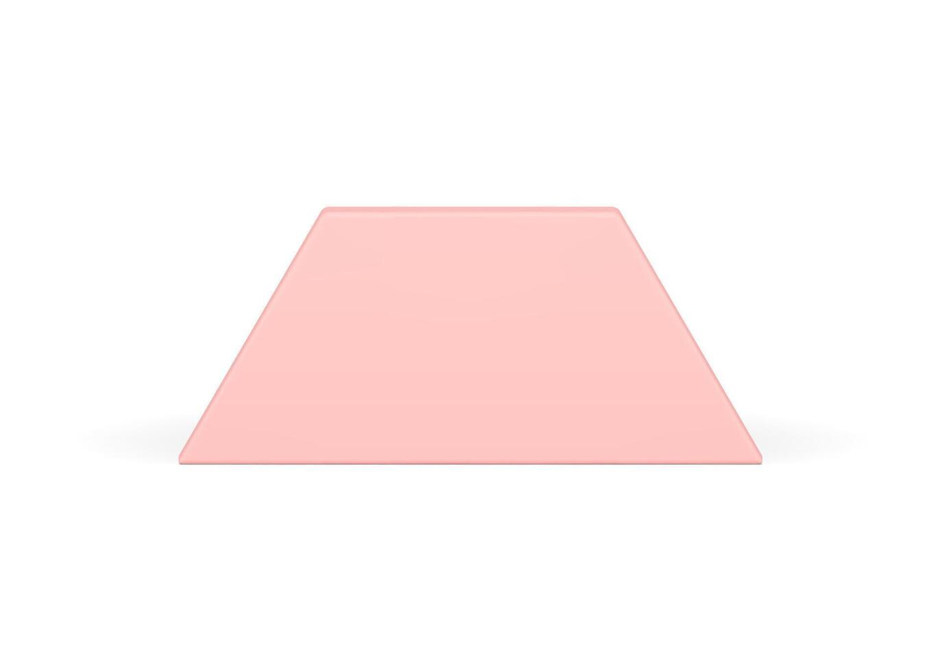 Pink trapezoid angular foundation vertical geometric wall 3d decor element realistic vector
