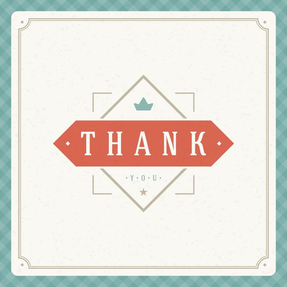 Thank You Typography Message Vintage Greeting Card design template vector