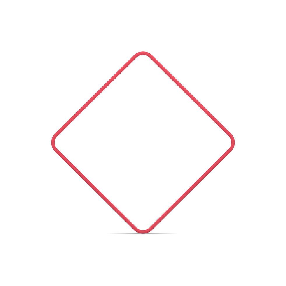 Regular squared rhombus red thin metallic frame smooth angled modern design realistic vector