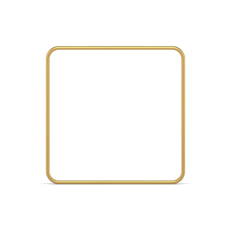 Regular square golden frame metallic premium presentation decorative element realistic vector