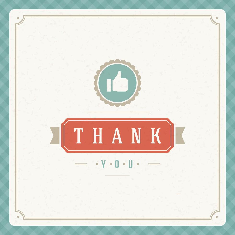 Thank You message text Vintage Greeting Card design template vector