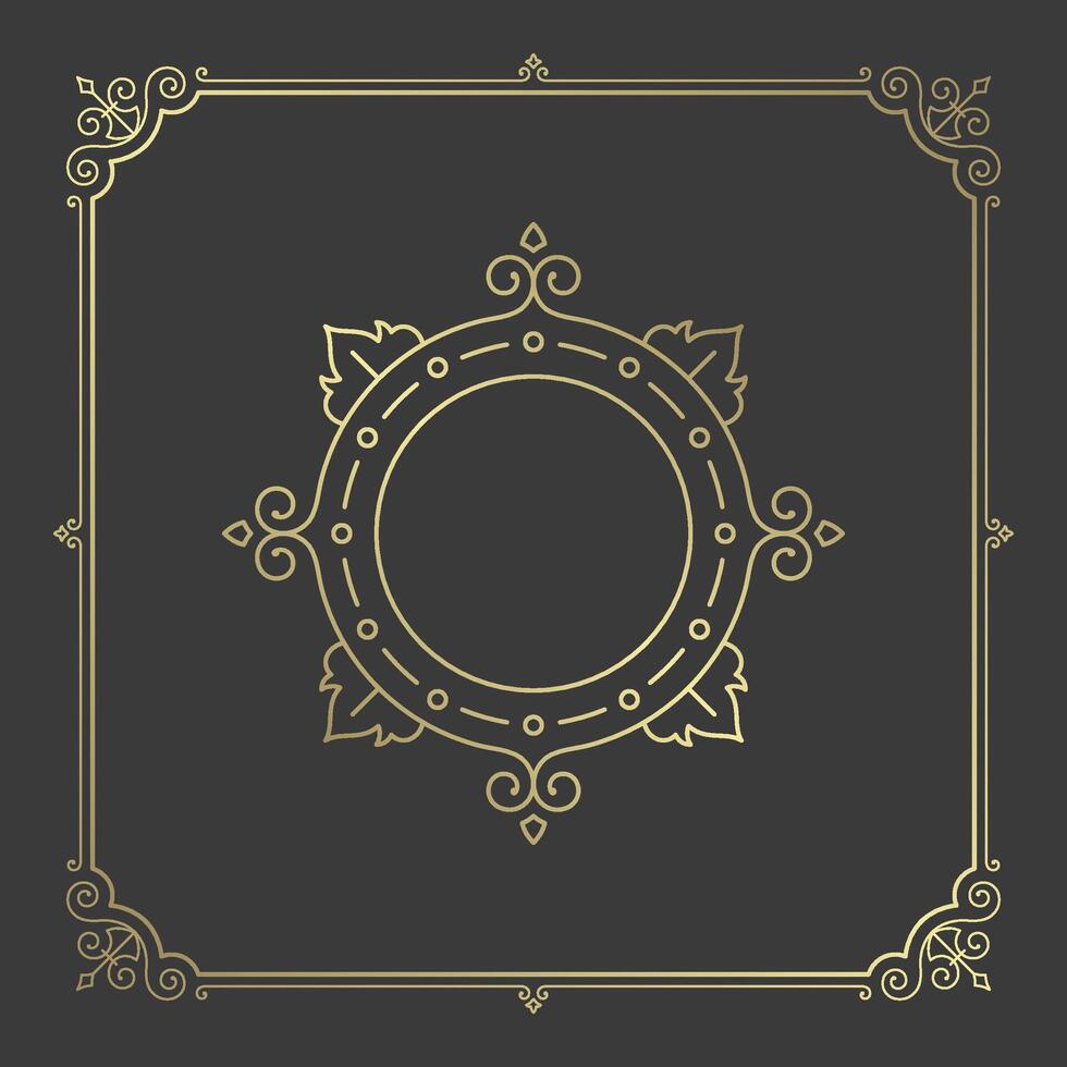 Vintage flourishes ornament swirls lines frame template illustration. vector