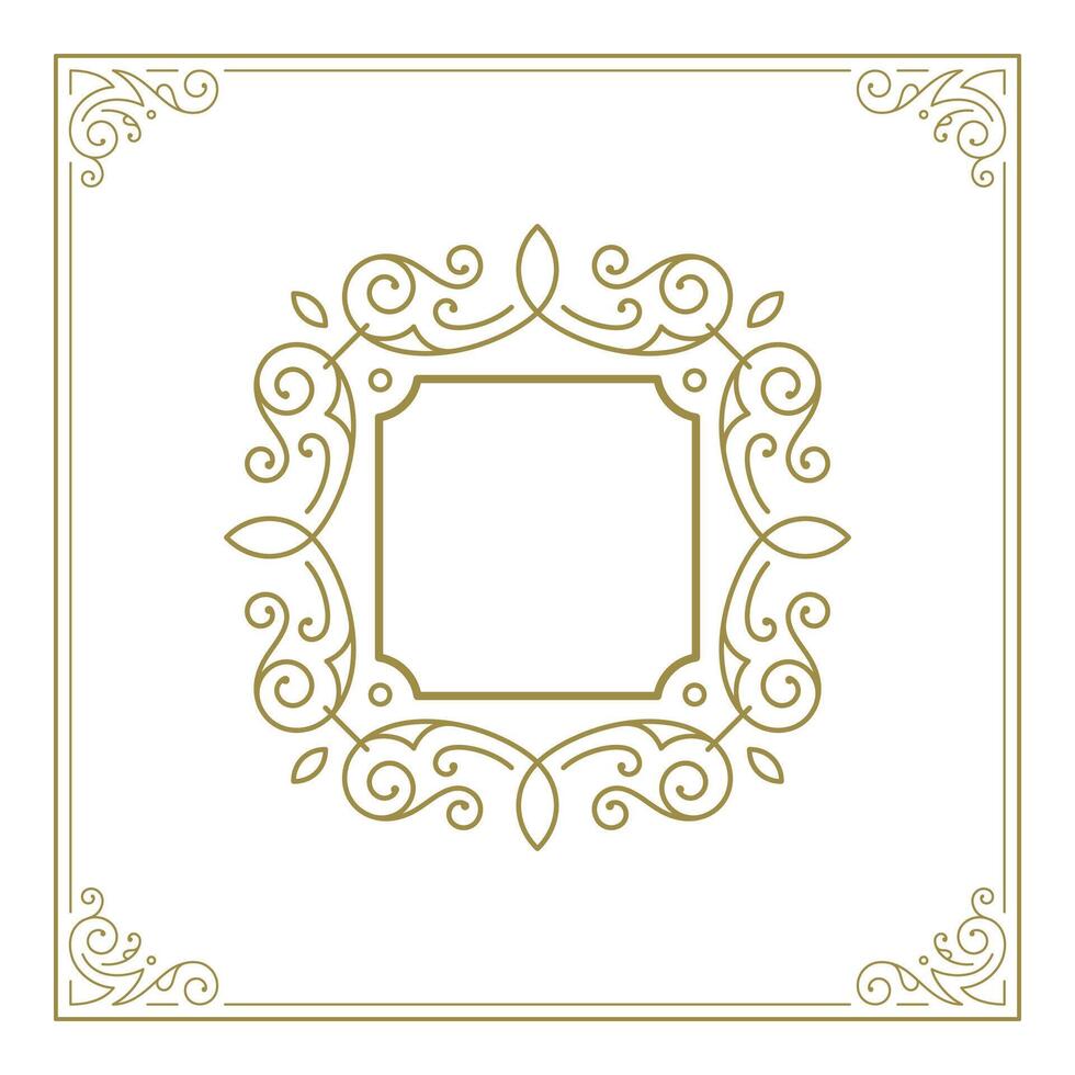 Vintage flourishes ornament swirls lines frame template illustration. vector