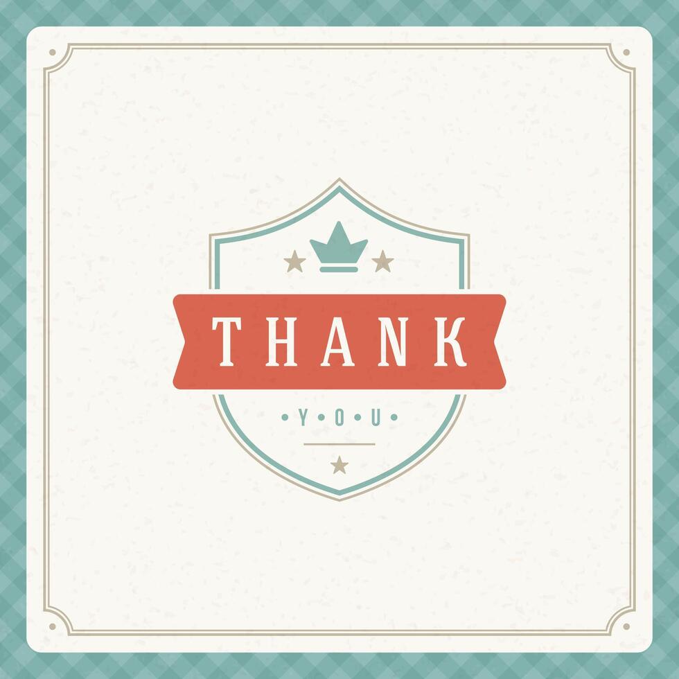 Thank You Typography Message Vintage Greeting Card design template vector